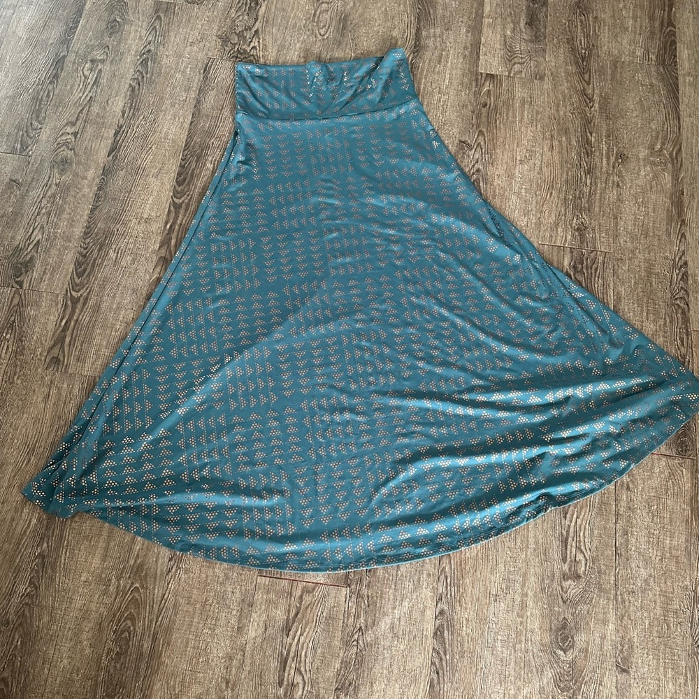 Teal/Gold LulaRoe Elegant Maxi Skirt